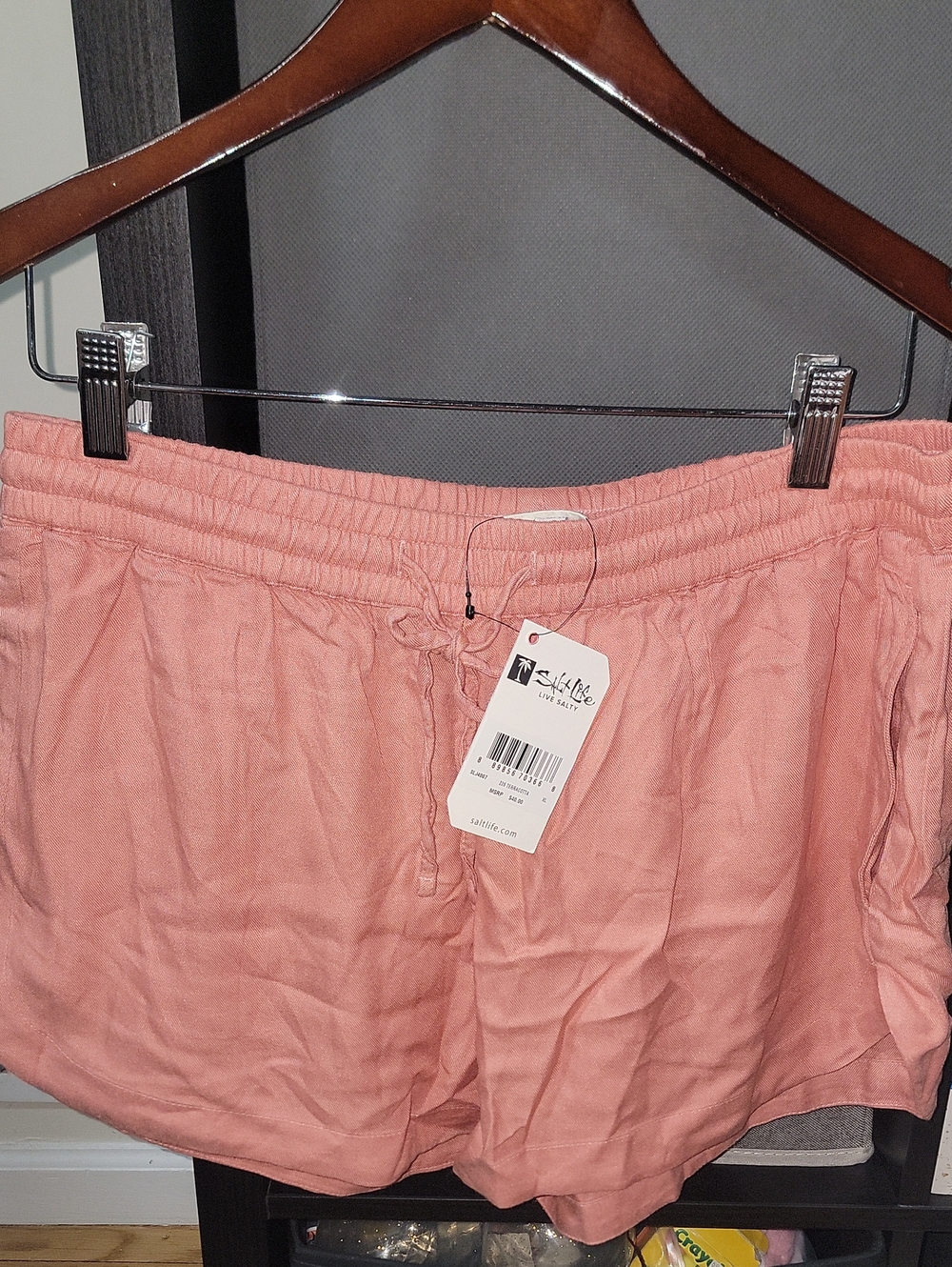 Salt Life Women's Terracotta Drawstring Linen Shorts Size XL